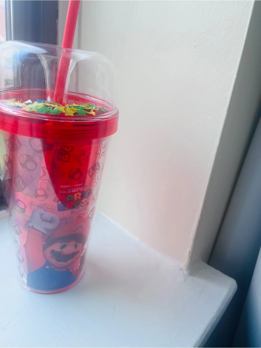 Super Mario Bros. x Miniso Kids Tumbler Red Shake Up Star Top With Straw